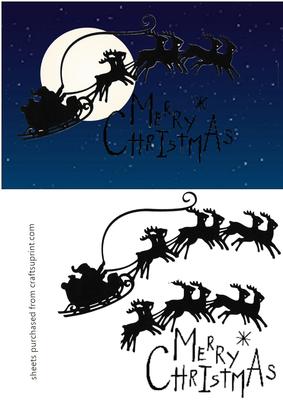 Silhouette of Santa on Sleigh Decoupage