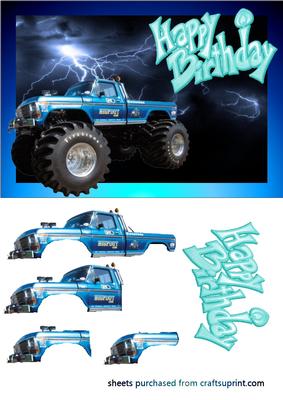 Blue Monster Truck Decoupage
