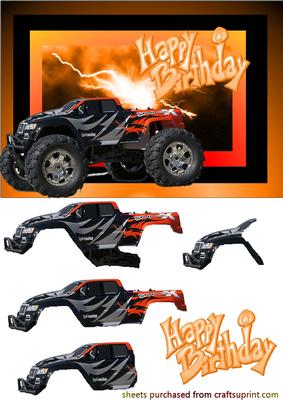 Orange Monster Truck Decoupage