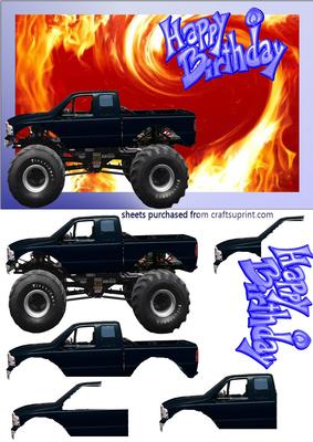 Monster Truck on Wild Flame Background
