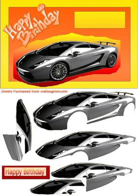 Sport Car on Orange Abstract Decoupage
