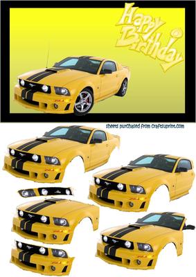 Yellow Sport Car Decoupage