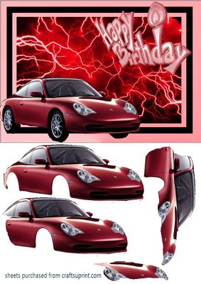 Red Sports Car Decoupage