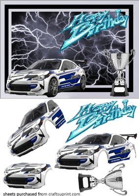 Sport Car on Lightning Background Decoupage