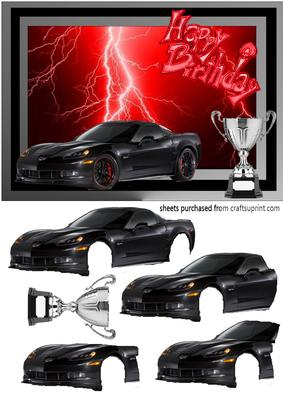 Sport Car on Red Lightning Background