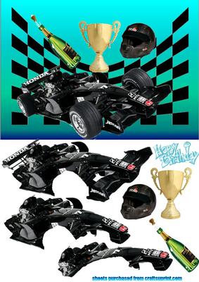 Formula 1 Racing Car Winner Decoupage