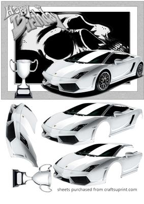Lamborghini on Abstract Skull Background