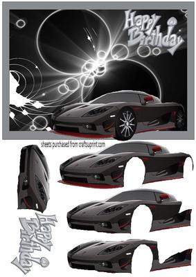 Jet Black Red Sport Car Decoupage
