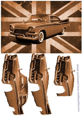 Old Vintage British Car on Vintage British Flag