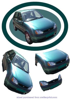 Metallic Green Ford Fiesta Decoupage