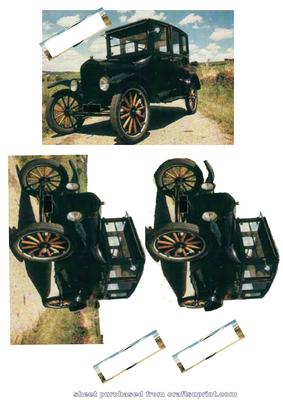 Vintage Classic Car Decoupage with Tags
