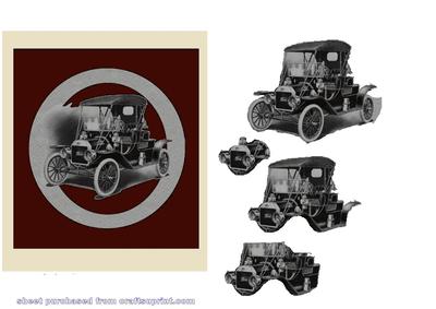 Attracitive Vintage Car Decoupage