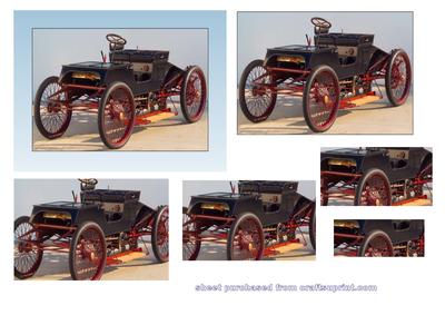 Classic Vintage Car on Sky Blue Metallic Background Pyramid