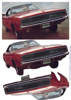 1968 Red Dodge Charger Classic Car Decoupage