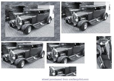 Classic Car on Vintage Paper Effect Boarder