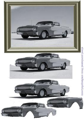 Stuning Modern Cadilac in Stunning Frame Decoupage