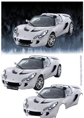 Silver Lotus Elise Sports Car on Silver Flamed Background
