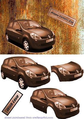 Sepia Toned Renault Clio Decoupage