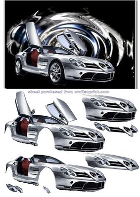 Mercedes Sports Car Decoupage