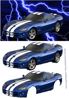 Dodge Viper Decoupage on Lightning Background
