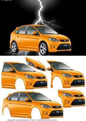 Orange Ford Focus Rs Decoupage