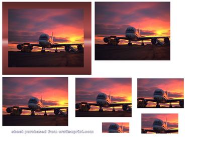 Aeroplane Landing, on Sunset Decoupage