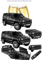 Hummer Decoupage on Champagne Glasses Background