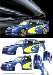 Subaru Impreza Decoupage on Abstract Background