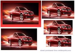 Neon Red Sports Car Pyramid