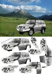 4x4 Decoupage on Mountain Scenery Background