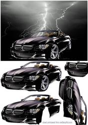 Bmw Convertible on Lightning Background Decoupage