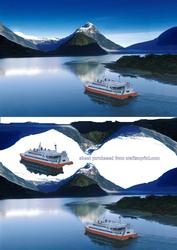Ferry on Landscape Decoupage