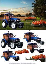 Tractor on Scenery Decoupage