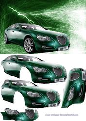 Metallic Green Jaguar Decoupage
