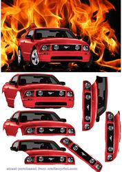 Mustang on Flame Red Background