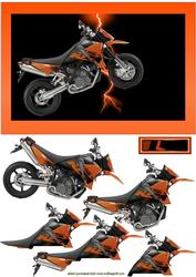Orange Bike on Lightning Background