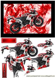 Red Sport Bike on Abstract Background