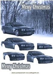 Luxury Jaguar Blue in Snowy Scenery Decoupage