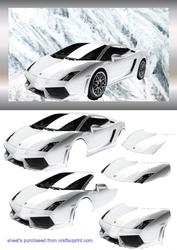 Quick White Sports Car Decoupage