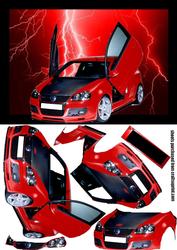 Vw Golf Sports Car with Tag Quick Card