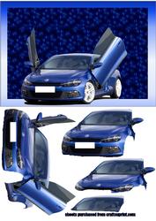 Blue Sports Car Decoupage