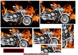 Motorbike on Flame Background Pyramid