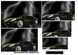 Black Sports Car on Lightning Background Pyramid