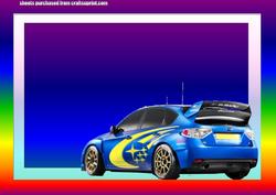 Subaru Impreza on Rainbow Background A4 Sheet