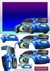 Subaru Impreza on Rainbow Background Decoupage
