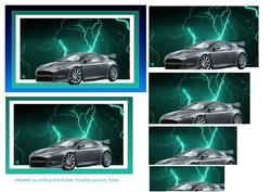 Aston Martin Vanquish Pyramid on Teal Lightning Background