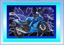 Sport Super Bike on Electricity Background A4 Sheet