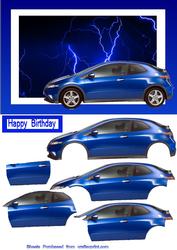 Blue Honda Civic Decoupage