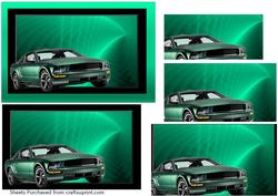 Green Mustang on Stunning Background Pyramid