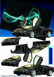 Black Lamborghini on Smoke Background Decoupage